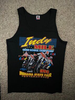 Vintage Single Stitch Sleeveless Tee FOTL “indy Mile” 1993 Black Large USA